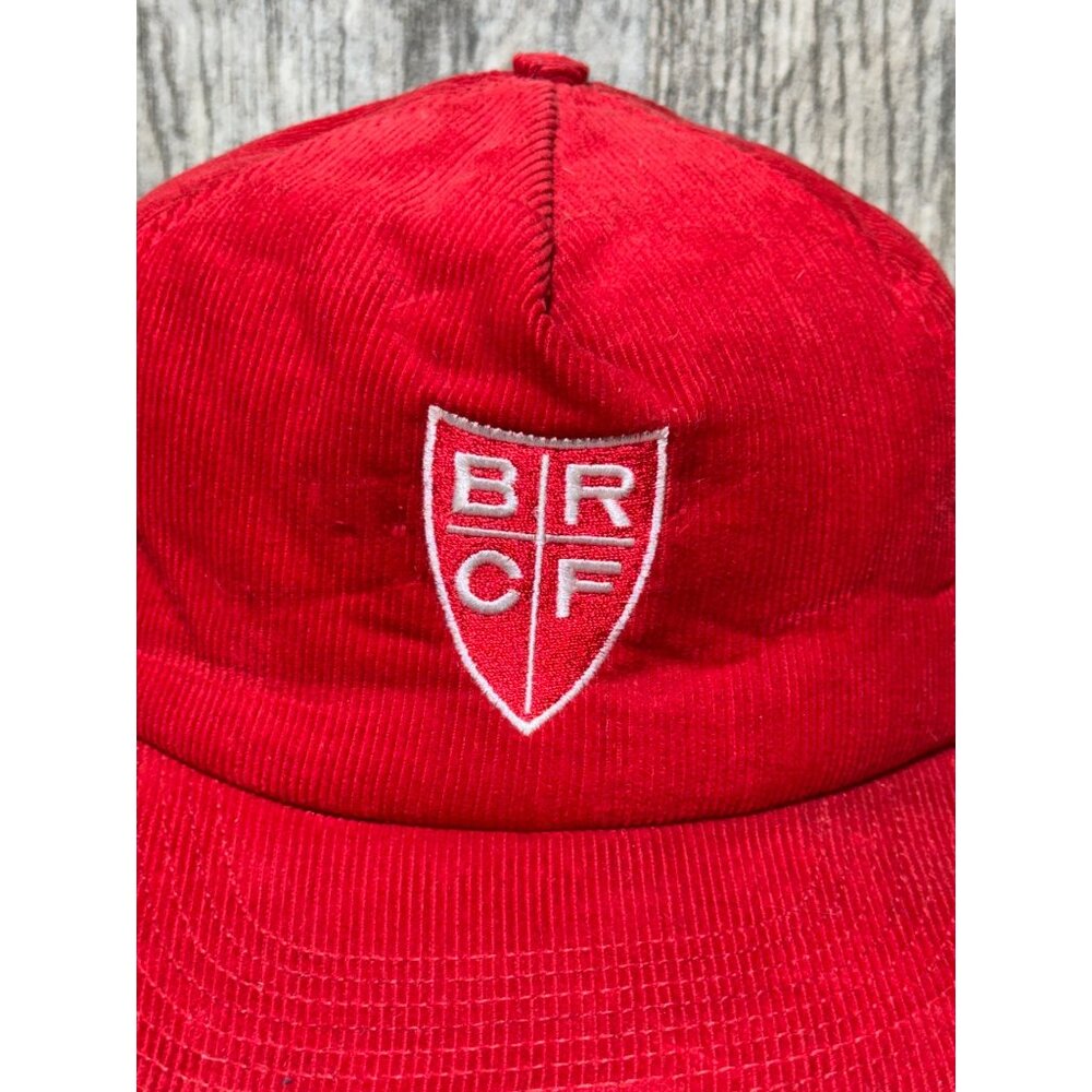 Vintage BRCF Embroidered Corduroy Snapback Trucker Hat Made in USA Red - Picture 3 of 9